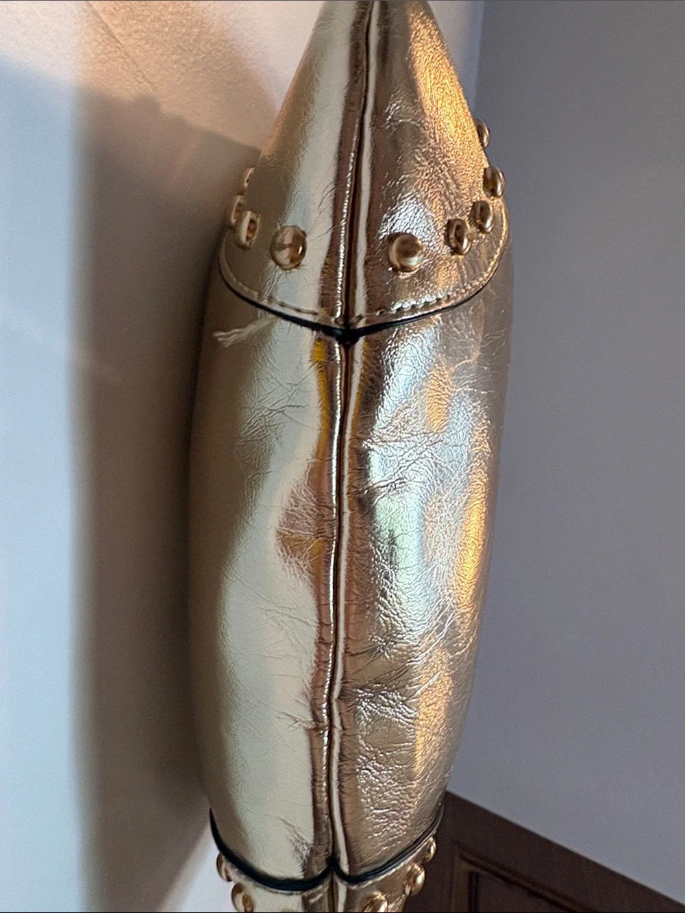 Stradivarius Metallic Gold Studded Shoulder Bag